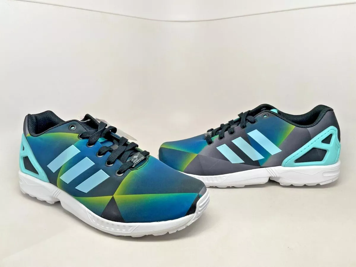 New Men&#039;s Originals ZX Flux Shoes (B34516) // Aqua-Black-White | eBay