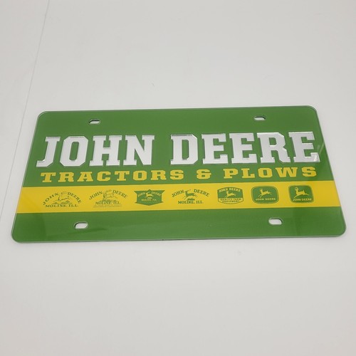 John Deere Tractors & Plows License Plate Green Plastic Reflective Farming eBay