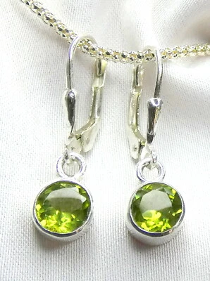 💚 Peridot Olivin Ohrhänger 925 Silber Klappbrisur fac ca. 7 mm im Durchmesser💚 - Bild 1 von 4
