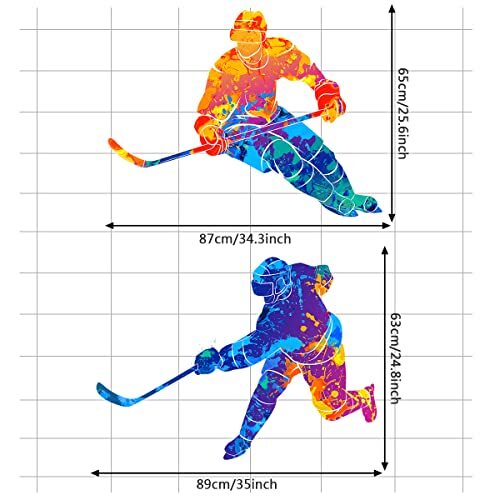 Colorful Wall Decals Sports Theme Hockey Wall Stickers Peel & Hockey