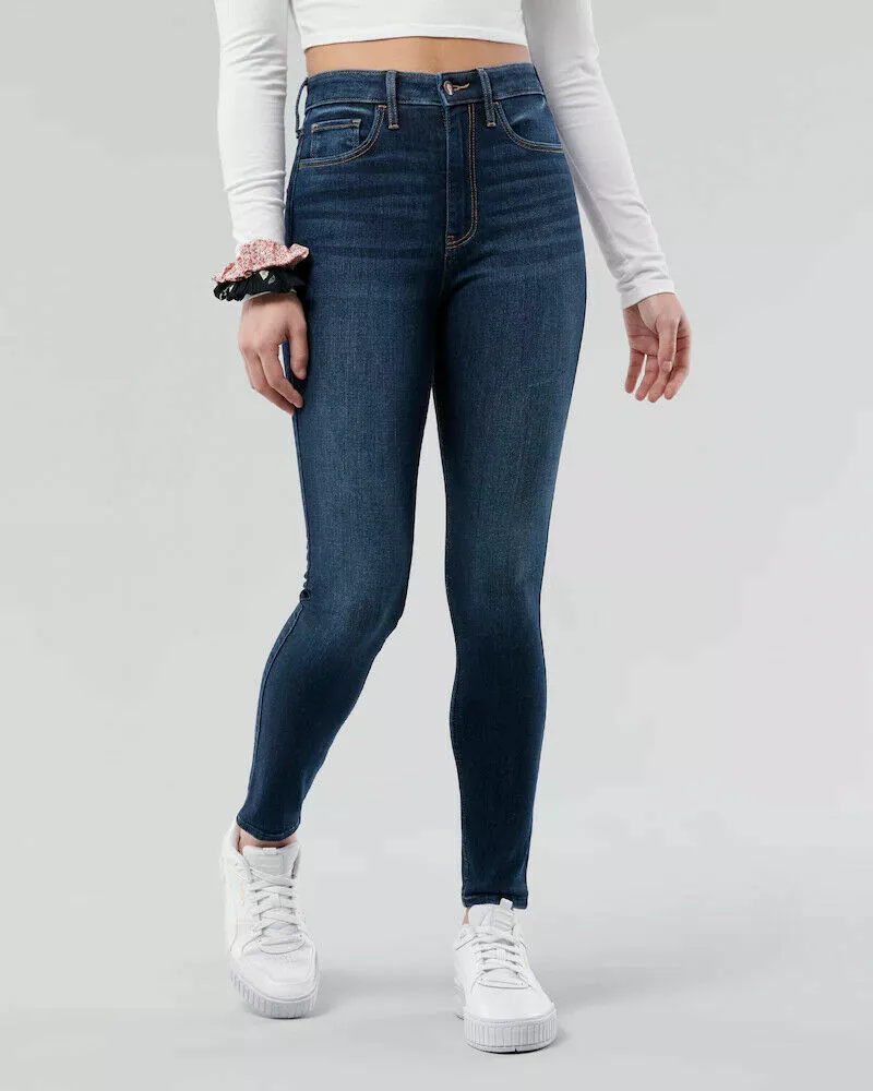 Hollister High-Rise Super Skinny Classic Stretch Dark Wash Jeans