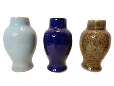 Set of 3 Small Handmade Ceramic Bud Vases Signed By Artist