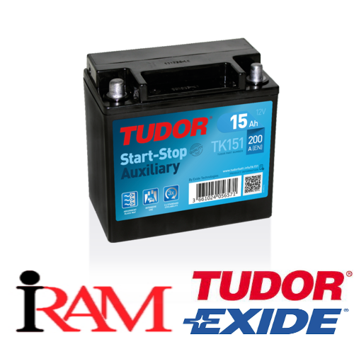 TUDOR TK151 BATTERIA AUXILIARY LANDROVER,BMW,JAGUAR 15AH 200A,CX23-10C655-AC
