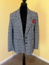 Vintage Lilli Ann Black and White Houndstooth Blazer with Red Pocket Square Med