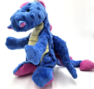 GoDog Dragon Periwinkle Large Plush Squeaky Interactive Toss & Shake Dog Toy 11"