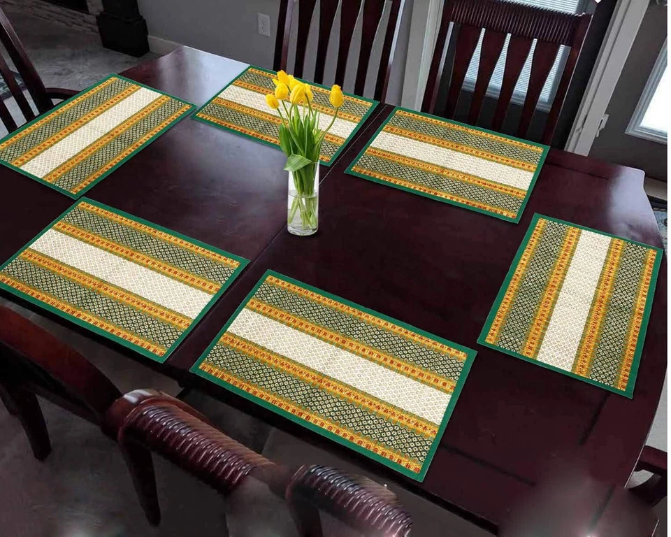 River Grass Heat Resistant Dining Table Mats Green, 12x18 Inches, Set of 6 - Image 3 of 4