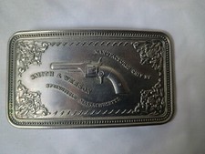 Vintage 1980 Smith  Wesson Pistol Case Antique silver Belt Buckle Model 671