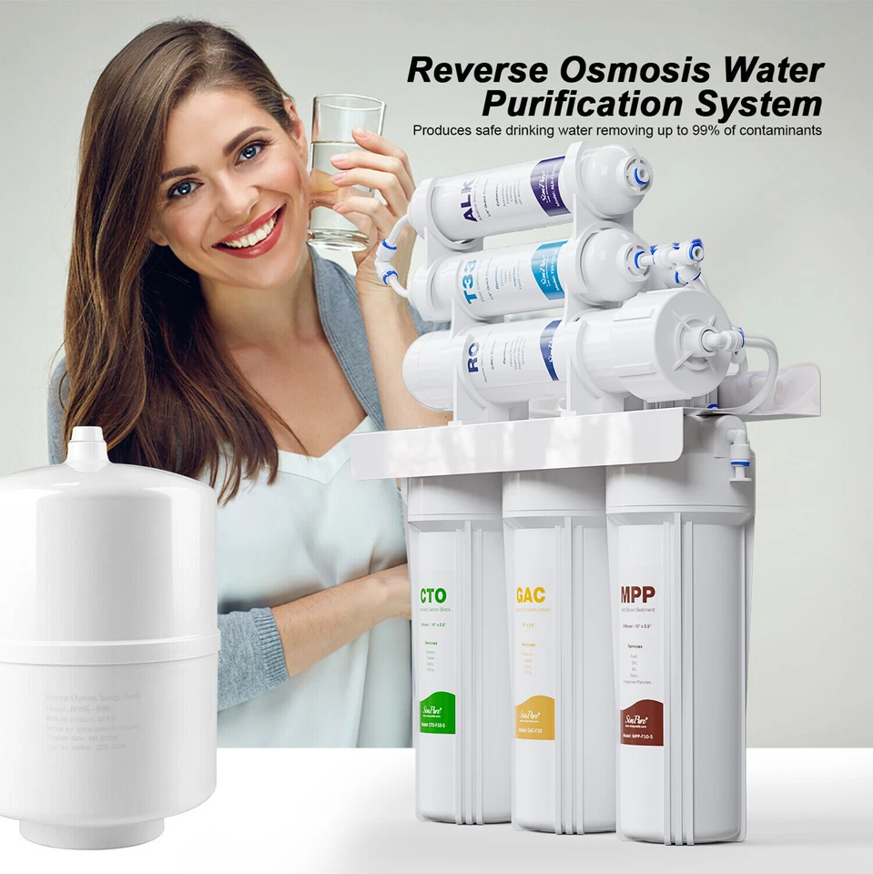 100 GPD 6 Stage Alkaline Reverse Osmosis Drinking Water Filter System Purifier - Image 4 of 4