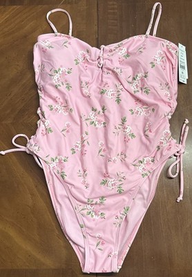 Celebrity Pink Women's Swim 1-piece Side Tie Lace Up Large 12-14
