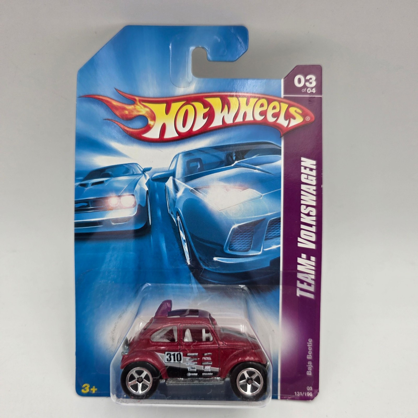 Hot Wheels Baja Beetle Team Volkswagen 2008 Red Diecast Car Carded MOC 03/04