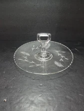 Etched Flowers Serving Tray, Maganese Cheese Tray, Center Handle Tidbit Tray