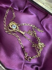 9ct Gold Chain & Sky Blue Topaz Pendant Hallmarked Fine Jewellery