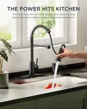 Black Kitchen Faucet with Pull down Sprayer, Stainless Steel Commercial Singl...