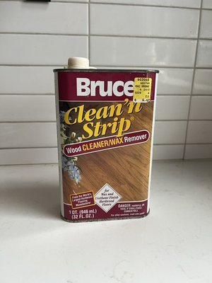 #ad Bruce CLEAN #x27;N#x27; STRIP Wood Cleaner amp; Wax Remover 1qt 32oz HALF FULL 50% Tin Can $26.60