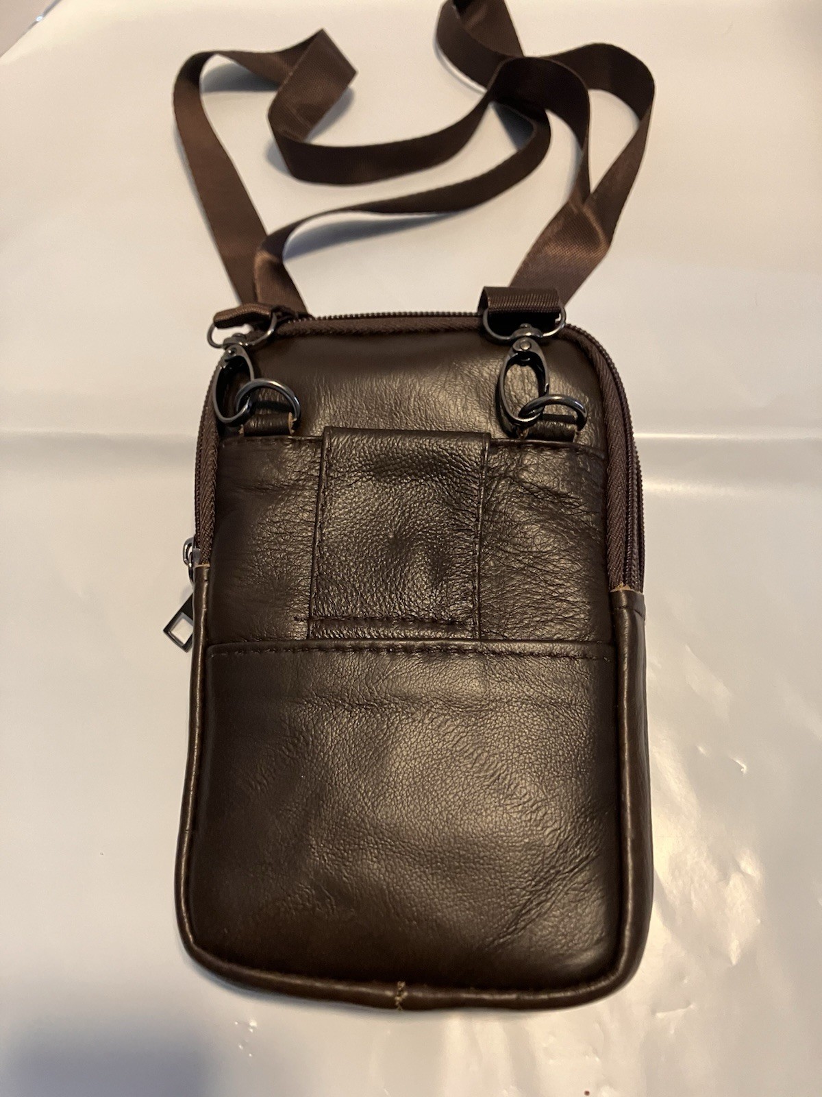 Dark Brown Leather Crossbody Purse Adjustable Straps NEW Multiple Compartments