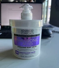 Advanced Clinicals Hyaluronic Acid HYDRATING BODY CREAM 16oz Firm Lifts, SEALED