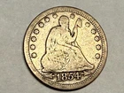 New Listing1854 SEATED LIBERTY silver U.S. quarter dollar. VG-Fine. #q1