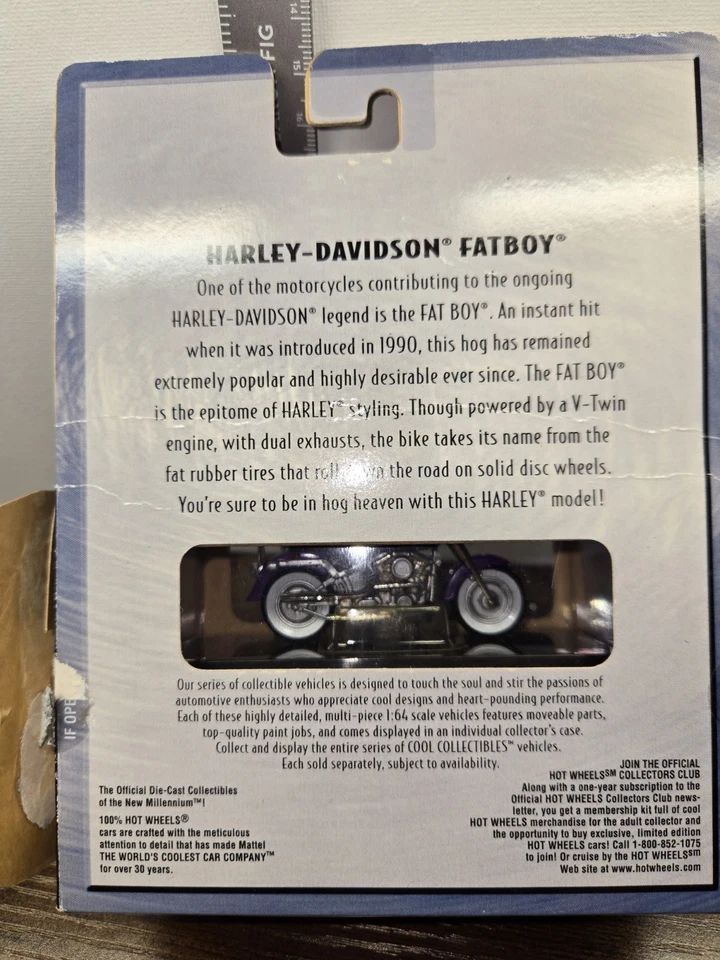Hot Wheels Vtg 1990 Harley-Davidson Fat Boy Still In Box - Image 4 of 4