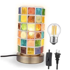 Turkish Mosaic Colored Glass Bedside Table Lamp for Bedroom, Bohemian Color 3