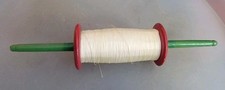Vintage WOOD KITE SPOOL Old String Winder Flying Spindle 12  Wooden Green Reel