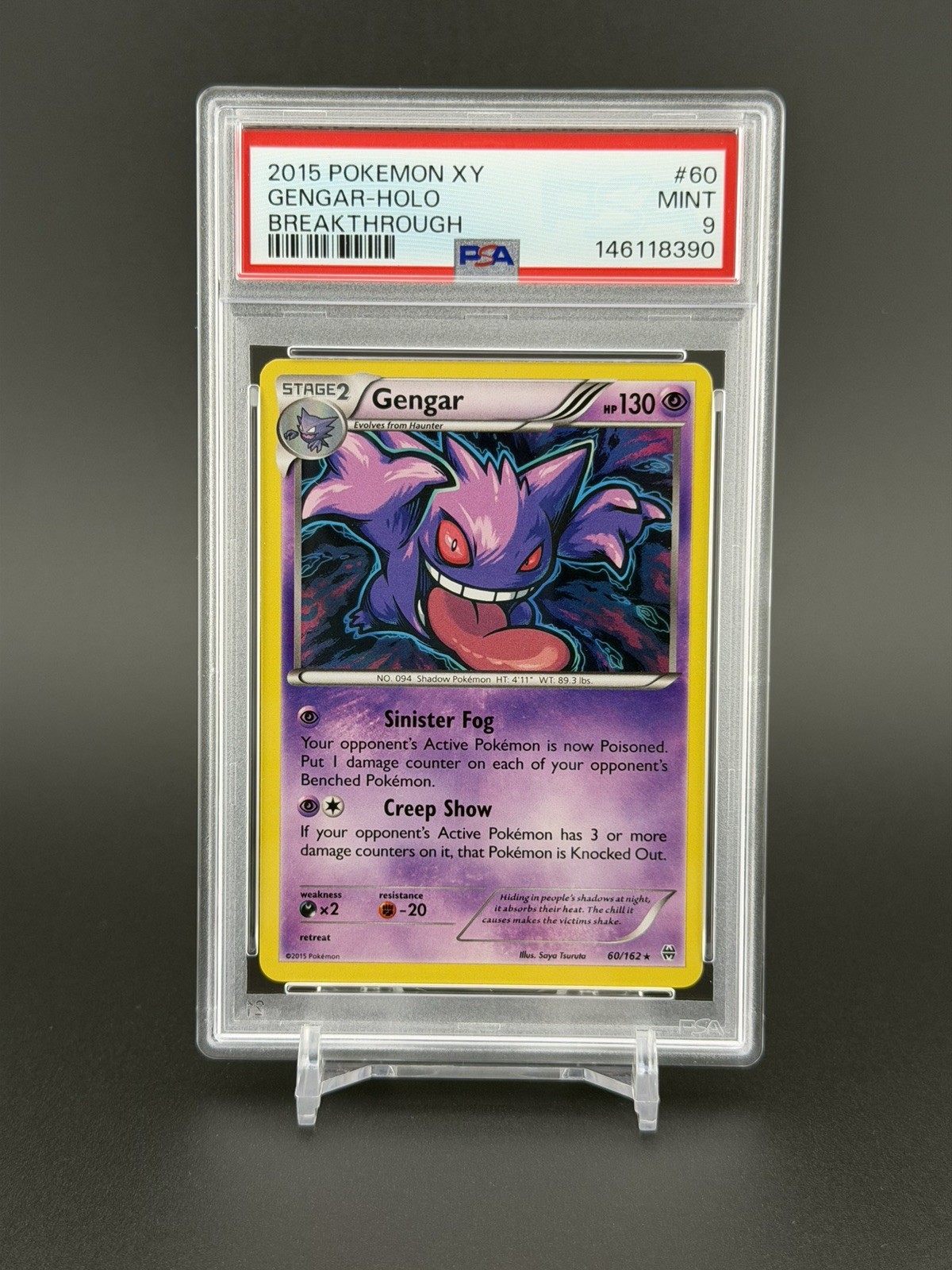 2015 POKEMON XY BREAKTHROUGH GENGAR #60 HOLO PSA 9 MINT