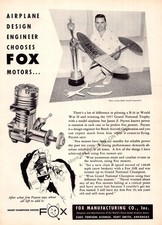 1958 FOX 35 RC Motore Stampa Pubblicità Decorazione Parete Ephemera Jim Paysen 29R Faggio
