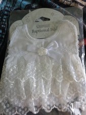 Cambrass Baptismal Bib with Lace and Bow Detailing