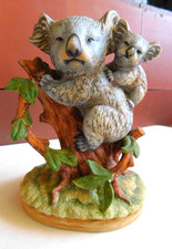 VINTAGE LEFTON CHINA HAND PAINTED BISQUE PORCELAIN KOALA MOM & BABY JOEY #KW4751