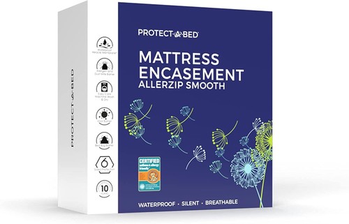 Protect-A-Bed AllerZip Smooth Mattress Encasement Waterproof White Queen
