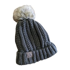 C.C Knit Beanie with Faux Fur Pom
