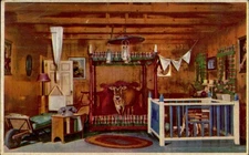 Elsies Traveling Boudoir Postcard Unposted Litho in USA Vintage Cow Room Retro