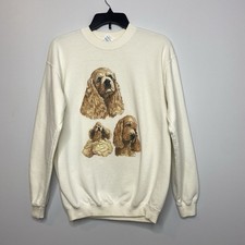 Vintage Gildan Sweatshirt White Three Puppies Size M