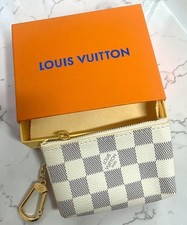 LOUIS VUITTON Key Pouch Key Cles Wallet Damier Azur Key Chain Coin Pouch w/box