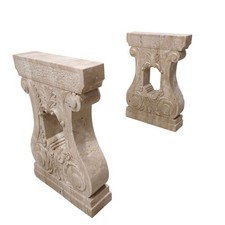 2 Basi per Tavolo in Travertino Pietra scolpito capitello arredo casa giardino