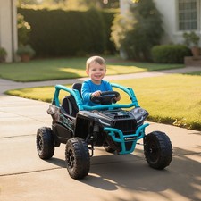 AIYAPLAY Kinder Elektroauto 12V Kinder UTV mit 2 Motorn, Fernbedienung, LED