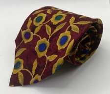 Ungaro Paris Silk Tie Floral Burgundy Gold Blue Made in Italy Luxury Vintage