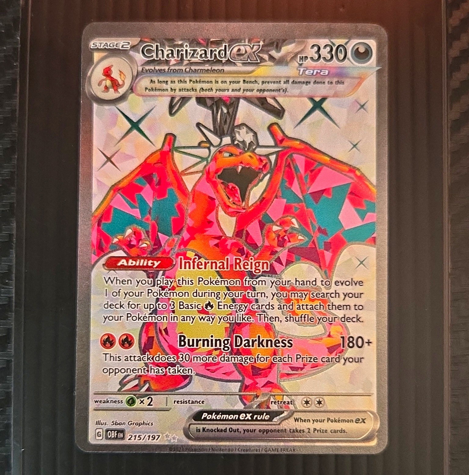 Pokemon TCG Charizard ex 215/197 Obsidian Flames Full Art Tera Holo UR