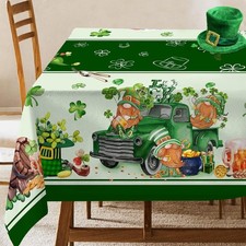 St Patricks Day Tablecloth 52 x 70 Inch, Green St Patrick's Day Rectangle Shamro
