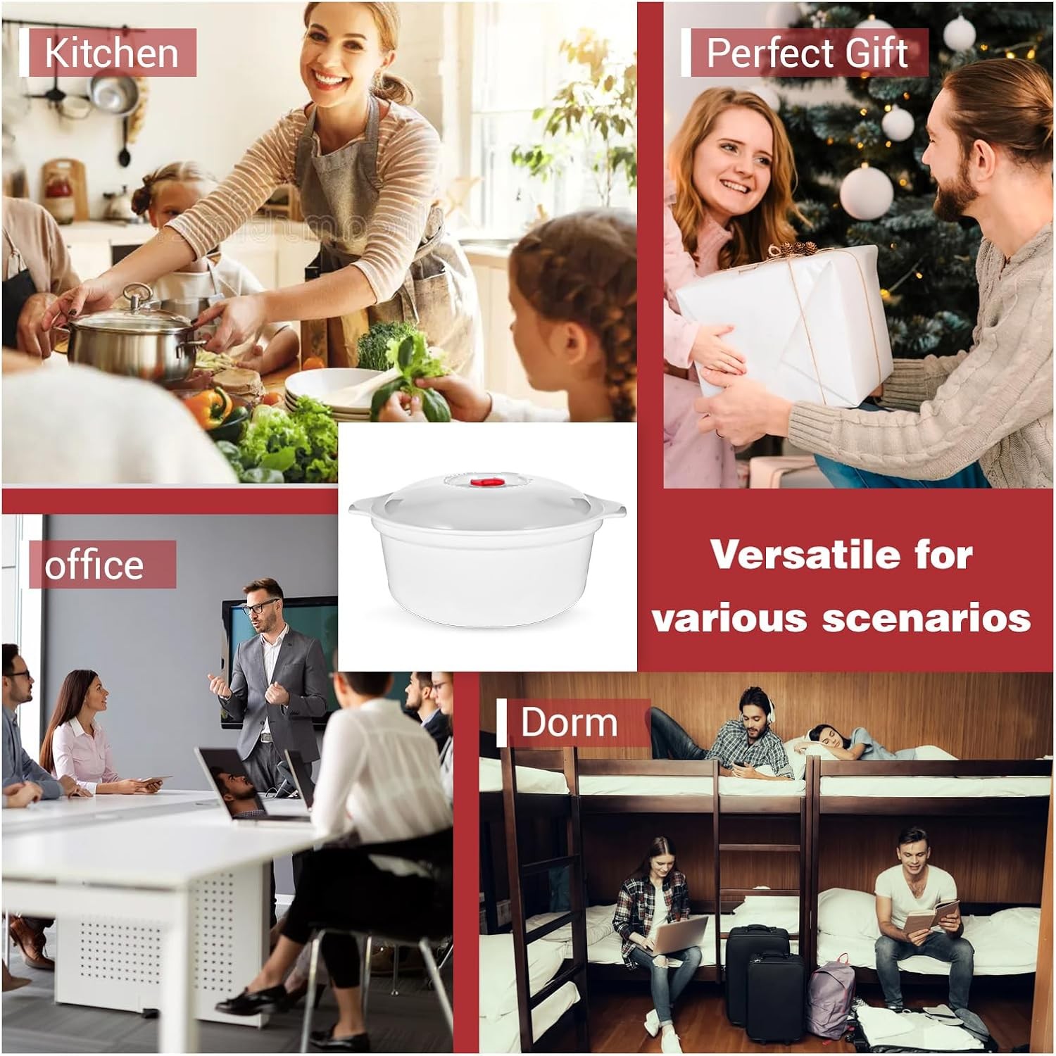 3 Pieces Microwave Bowls with Lids Assorted Sizes as shown in pictures, White 