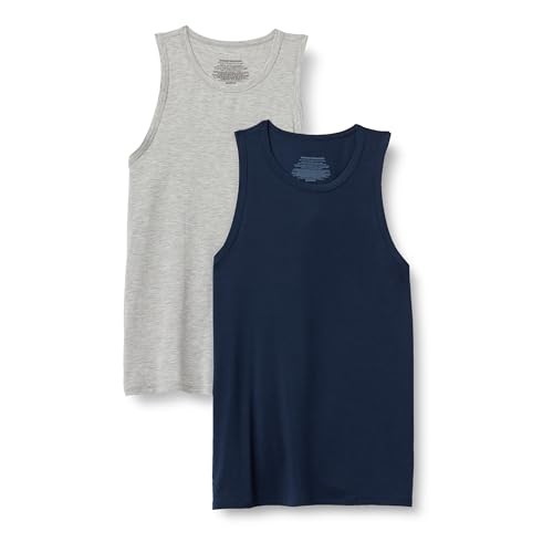 Herren Unterhemd ÄRmellos 2Er-Pack Xl Modal Marineblau/Mittelgrau Meliert-image