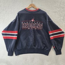 Lee Sport Mens XLarge Blue Y2K Classic Cleveland Indians Crewneck Sweatshirt