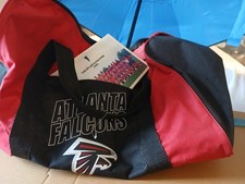 13 Vintage FALCONS TEAM PHOTO Football CARDS + Falcons Duffel Bag. From Coke