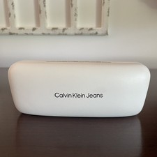 Calvin Klein Jeans Eyeglass Case Faux Leather Minimalist White OS NWOB