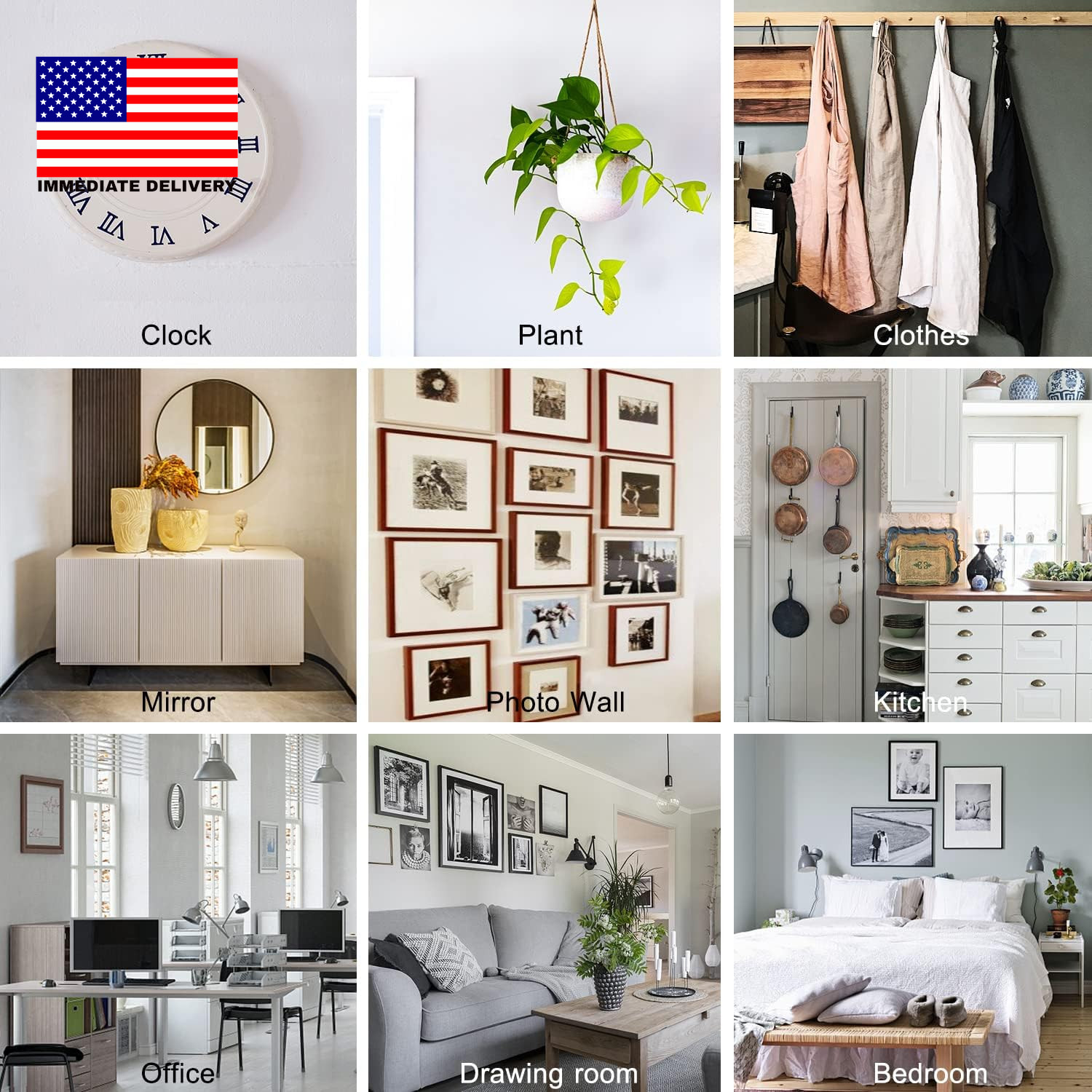 Picture Hangers, 160Pcs Picture Hooks with Nails , 10-100Lbs Picture Frame Hange