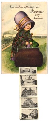 Leporello-AK Hannover, Ansichten hinter der Tasche, Ernst-August-Platz mit Bahn 