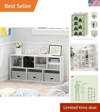 LUDER Book Shelf, 7-Cube Bookshelf, Bookcase with Open Shelves, 9.4 x 19.5 x ...