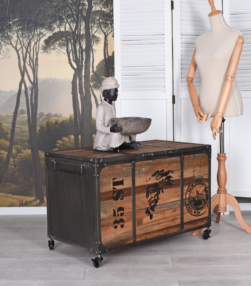 RÉTRO COFFRE AU TréSor Vintage BoîTe de Rangement en Bois Antique