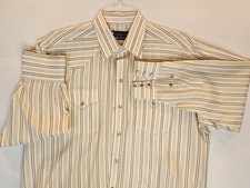 Vtg Panhandle Slim Shirt Men 17- 34 long Sleeve Western Pearl Snap