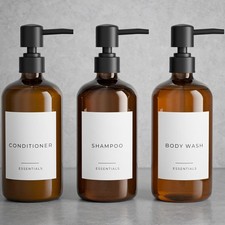 Stylish Shampoo  Conditioner Dispenser Set of 3 Modern 21oz Shower Soap US