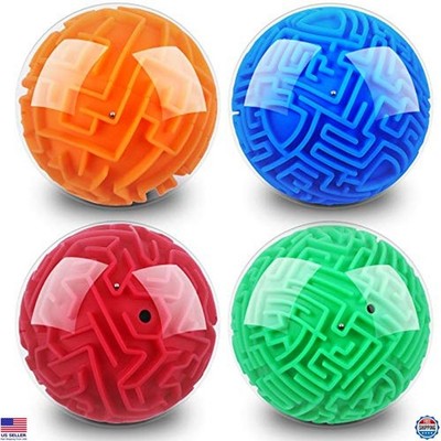 Sumind 4-Pack 3D Puzzle Maze Balls - Engaging Brain Teasers in Blue, Green,